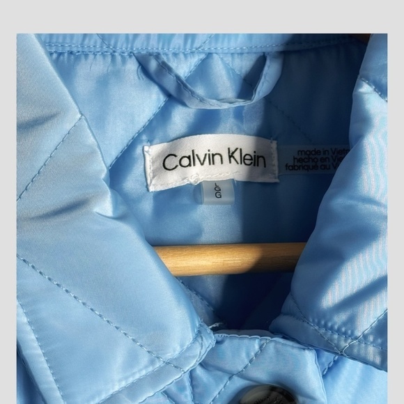 NWT Calvin Klein Barn Coat Quilted Jacket Powder Blue Button Front Unisex Large - Picture 9 of 11